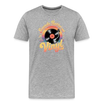 Ça sonne mieux sur vinyle. - T-shirt bio Premium Homme - gris chiné - Devant - Damien (186cm)