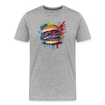 Burgers - Hamburgers - Restauration rapide - T-shirt bio Premium Homme - gris chiné - Devant - Damien (186cm)