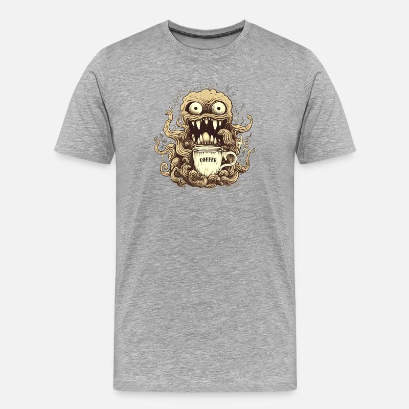 Kaffeemonster  - Koffein Zombie - Morgenmuffel - Männer Premium Bio T-Shirt - Grau meliert