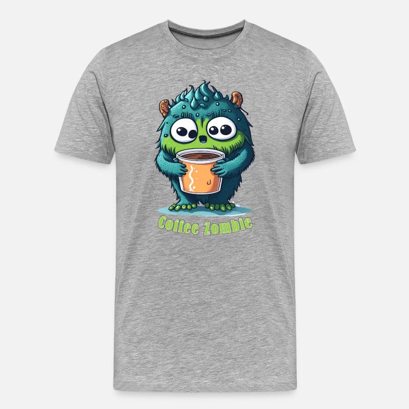 Kaffeemonster  - Koffein Zombie - Morgenmuffel - Männer Premium Bio T-Shirt - Grau meliert