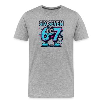 Six Seven 67 Meme Glitch Mascot Italian Brainrot - Men's Premium Organic T-Shirt - heather grey - Front - Damien (186cm)
