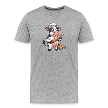 Cow Dough Roll Master - Men's Premium Organic T-Shirt - heather grey - Front - Damien (186cm)
