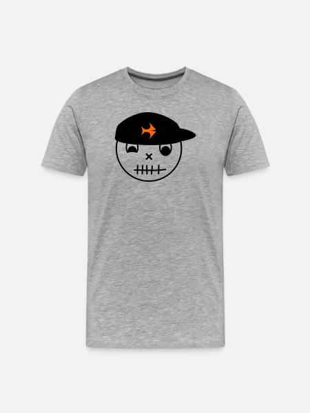 Smiley with fish cap - Men's Premium Organic T-Shirt - heather grey