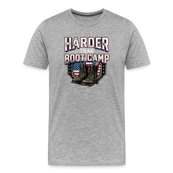 Army Mama Harder Than Boot Camp - Männer Premium Bio T-Shirt - Grau meliert - Vorne - Damien (186cm)
