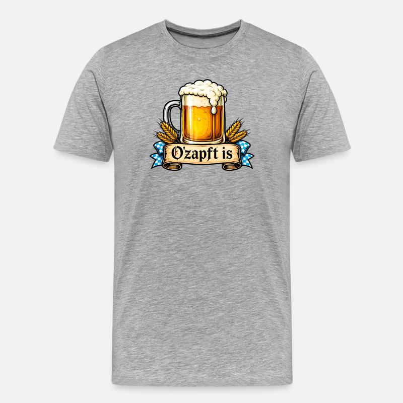 O'zapft is – Bayerischer Spruch - Männer Premium Bio T-Shirt - Grau meliert