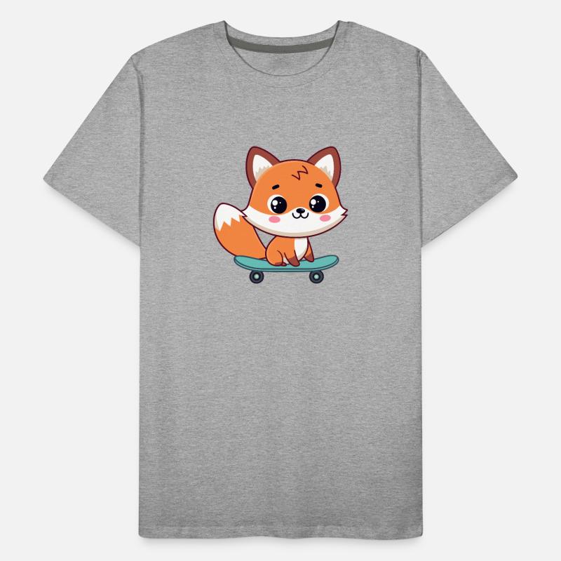 Kawaii Fox on Skateboard Men's Premium Organic T-Shirt