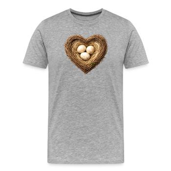Herzförmiges Vogelnest mit Eiern - Männer Premium Bio T-Shirt - Grau meliert - Vorne - Damien (186cm)