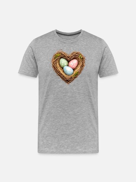 Heart-shaped Easter basket with eggs - Men's Premium Organic T-Shirt - heather grey