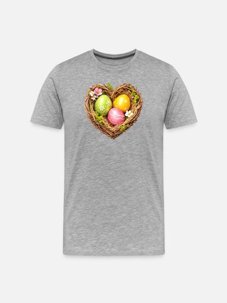 Heart-shaped Easter basket with eggs - Men's Premium Organic T-Shirt - heather grey