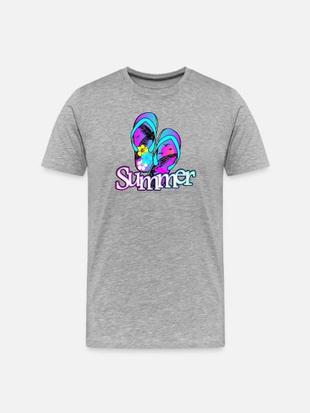 Summer Flip Flop - Men's Premium Organic T-Shirt - heather grey