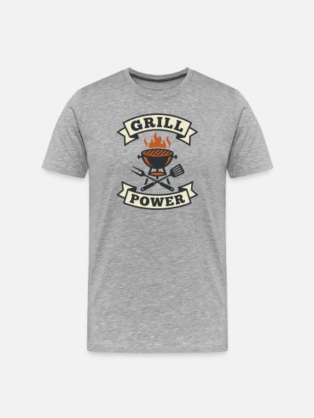 Puissance du Grill Kettle et Ustensiles - T-shirt bio Premium Homme - gris chiné