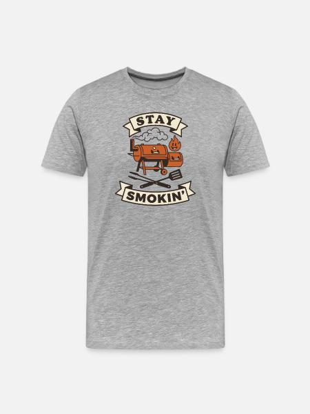 Raucher-Barbecuefleisch räuchert weiter - Männer Premium Bio T-Shirt - Grau meliert