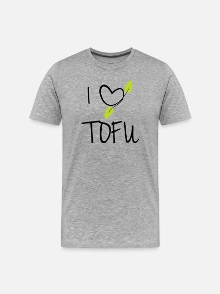 Veggielife Ich liebe Tofu-Herz - Männer Premium Bio T-Shirt - Grau meliert