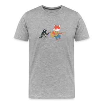 Fuchs Gitarre Krähe - Männer Premium Bio T-Shirt - Grau meliert - Vorne - Damien (186cm)