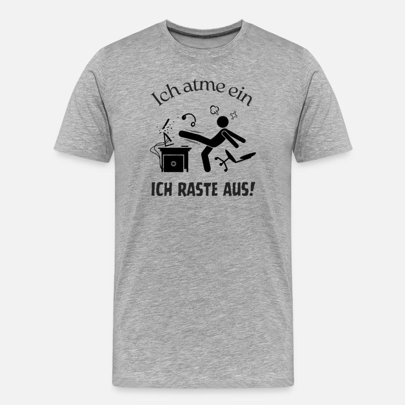 Frust im Büro - Keep calm - Männer Premium Bio T-Shirt - Grau meliert