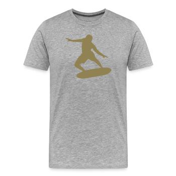 Surfer Silhouette Wellenreiten minimalistisch - Männer Premium Bio T-Shirt - Grau meliert - Vorne - Damien (186cm)