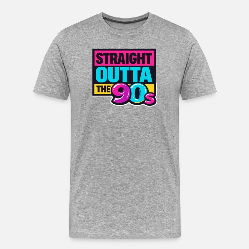 Straight Outta The 90s Neon - Männer Premium Bio T-Shirt - Grau meliert