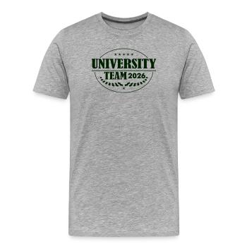 Uni Team 2026 Vintage-Stempel - Männer Premium Bio T-Shirt - Grau meliert - Vorne - Damien (186cm)
