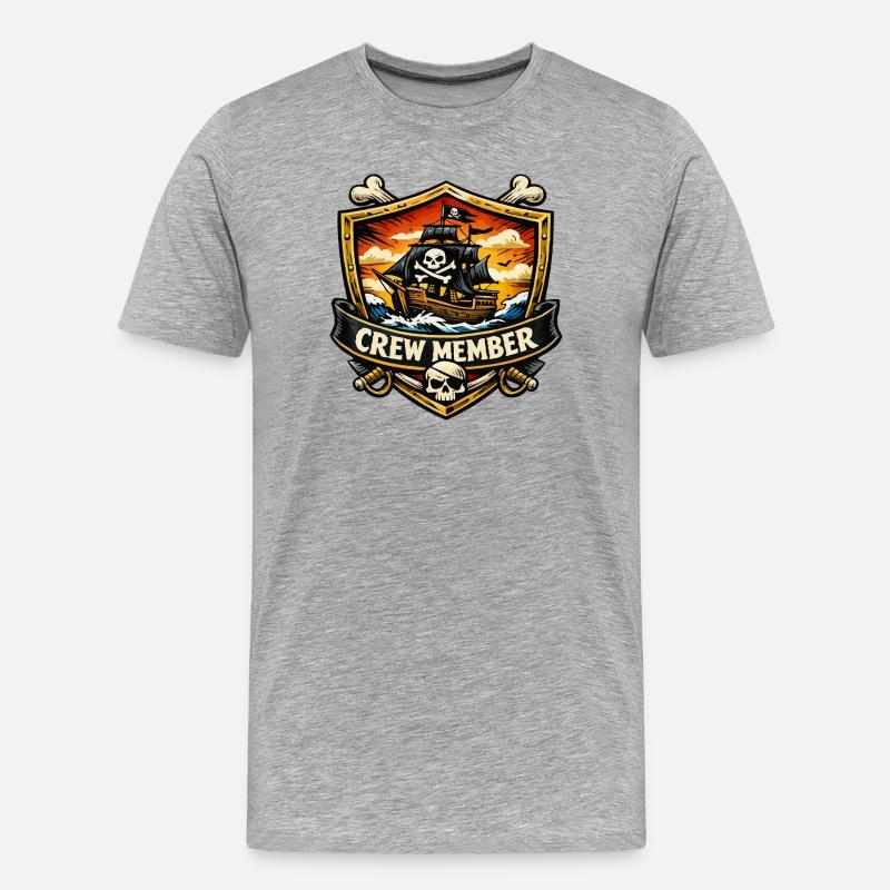 Piratenschiff Crew Member - Männer Premium Bio T-Shirt - Grau meliert