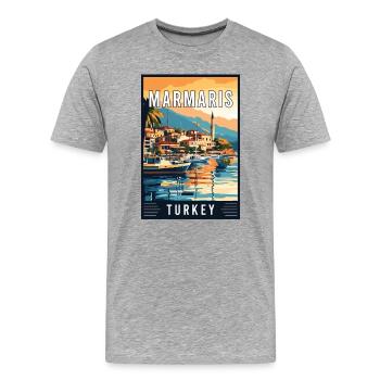 Entdecken Sie bezaubernde Marmaris in der Türkei - Männer Premium Bio T-Shirt - Grau meliert - Vorne - Damien (186cm)