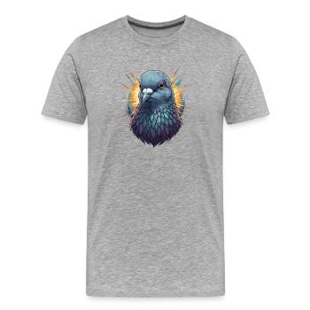 Sonnenstrahl Taubenportrait - Männer Premium Bio T-Shirt - Grau meliert - Vorne - Damien (186cm)