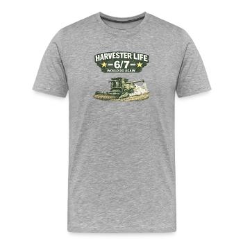 Harvester Life 6/7 "Combine" - Men's Premium Organic T-Shirt - heather grey - Front - Damien (186cm)