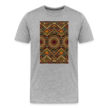 Geometrisches Muster der Stammesmandala - Männer Premium Bio T-Shirt - Grau meliert - Vorne - Damien (186cm)