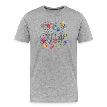 Aquarellblumen - Männer Premium Bio T-Shirt - Grau meliert - Vorne - Damien (186cm)