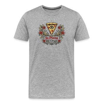 Dans la pizza, nous croûtons Floral Crest - T-shirt bio Premium Homme - gris chiné - Devant - Damien (186cm)