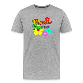 flower power - Men's Premium Organic T-Shirt - heather grey - Front - Damien (186cm)
