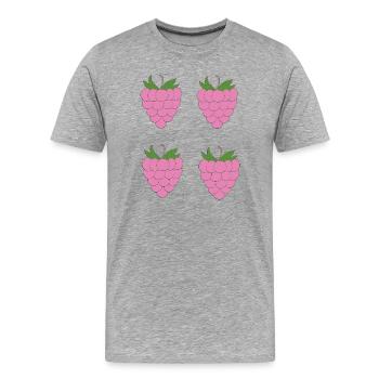 Himbeer Doppel-Cluster Muster - Männer Premium Bio T-Shirt - Grau meliert - Vorne - Damien (186cm)