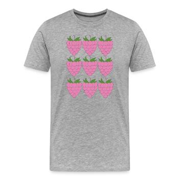 Raspberry Grid Pattern - Men's Premium Organic T-Shirt - heather grey - Front - Damien (186cm)