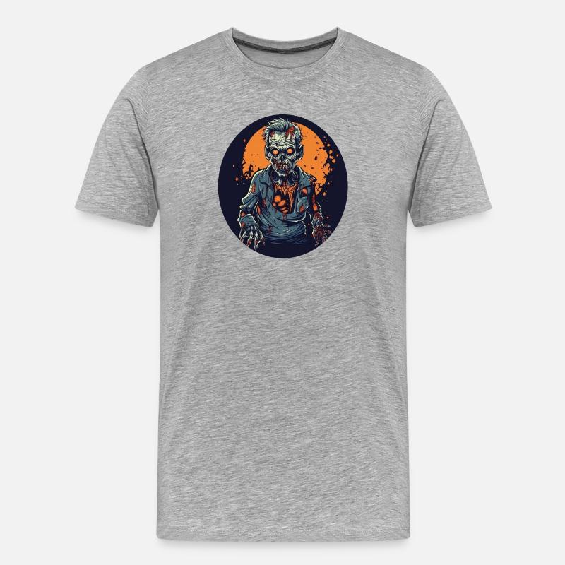Halloween - Zombie - Horror - Hexe - Männer Premium Bio T-Shirt - Grau meliert
