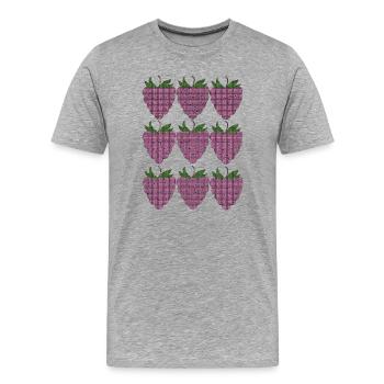 himbeer Muster Textile - Männer Premium Bio T-Shirt - Grau meliert - Vorne - Damien (186cm)