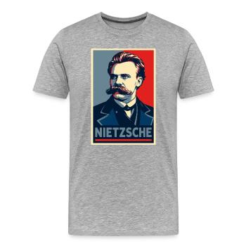 Nietzsche Pop Art Portrait - T-shirt bio Premium Homme - gris chiné - Devant - Damien (186cm)