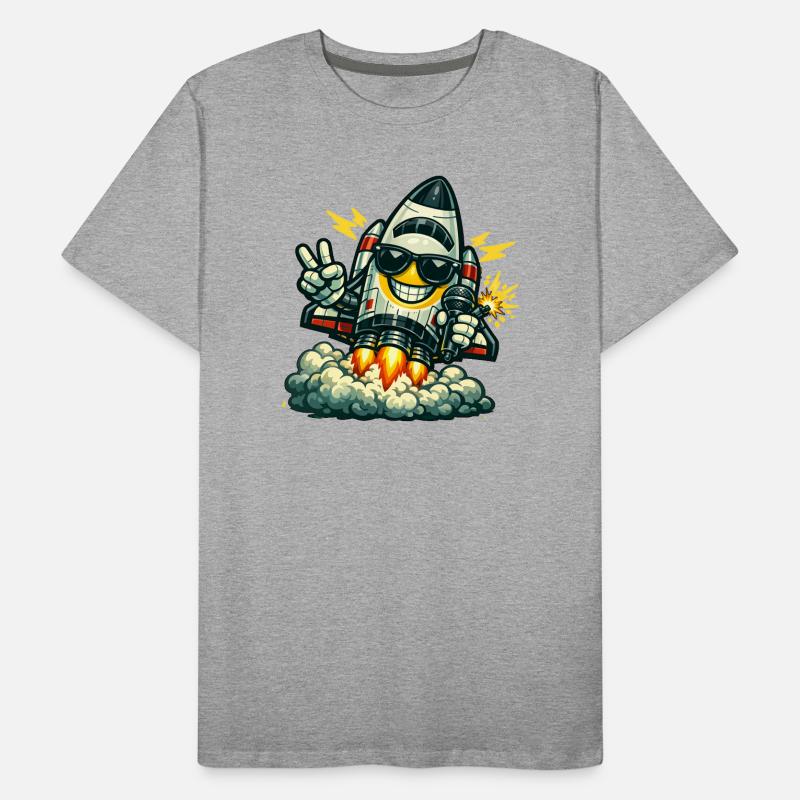 Space Rocket Duck with Microphone Men's Premium Organic T-Shirt