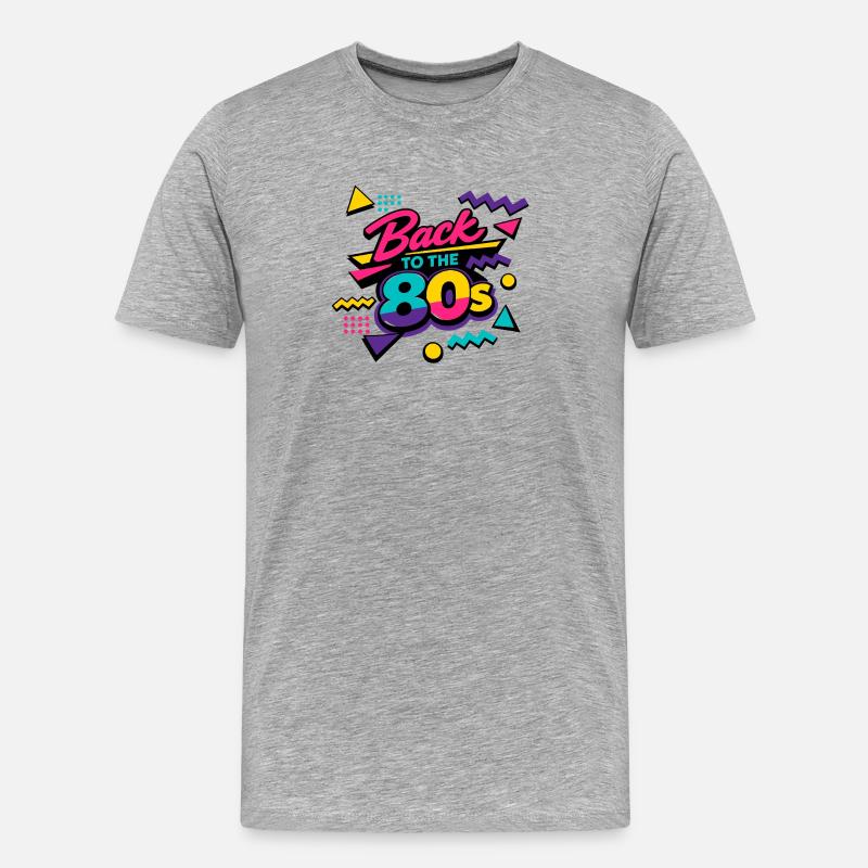 Back to the 80s Neon Retro - Männer Premium Bio T-Shirt - Grau meliert