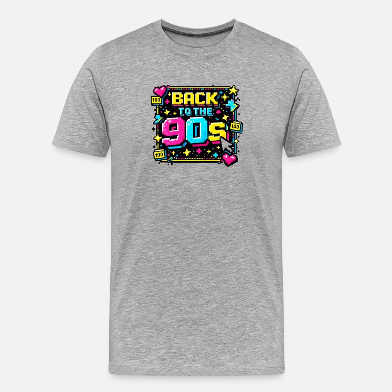 Zurück in die 90er Pixel Neon - Männer Premium Bio T-Shirt - Grau meliert