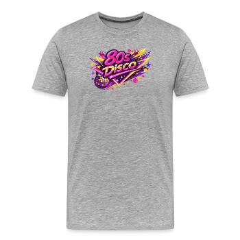 80er Disco Neon Fusion - Männer Premium Bio T-Shirt - Grau meliert - Vorne - Damien (186cm)