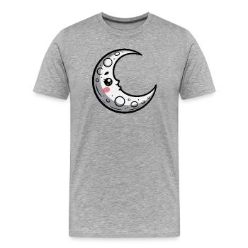 Mond - Männer Premium Bio T-Shirt - Grau meliert - Vorne - Damien (186cm)