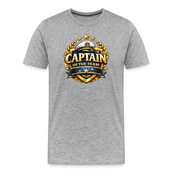 Kapitän der Team Abzeichen - Männer Premium Bio T-Shirt - Grau meliert - Vorne - Damien (186cm)
