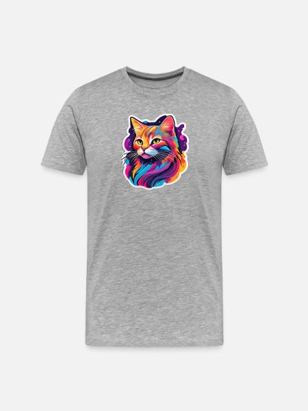 Rainbow Bright Cat - Men's Premium Organic T-Shirt - heather grey