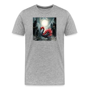 Phénix gothique avec des crânes - T-shirt bio Premium Homme - gris chiné - Devant - Damien (186cm)