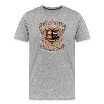 Educationally Trained Spiritually Armed - Männer Premium Bio T-Shirt - Grau meliert - Vorne - Damien (186cm)