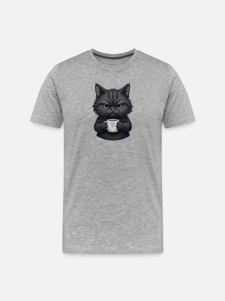 Cadeaux chat noir - T-shirt bio Premium Homme - gris chiné