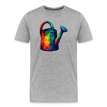 Arrosoir Low Poly : Art Géométrique pour Jardin - T-shirt bio Premium Homme - gris chiné - Devant - Damien (186cm)