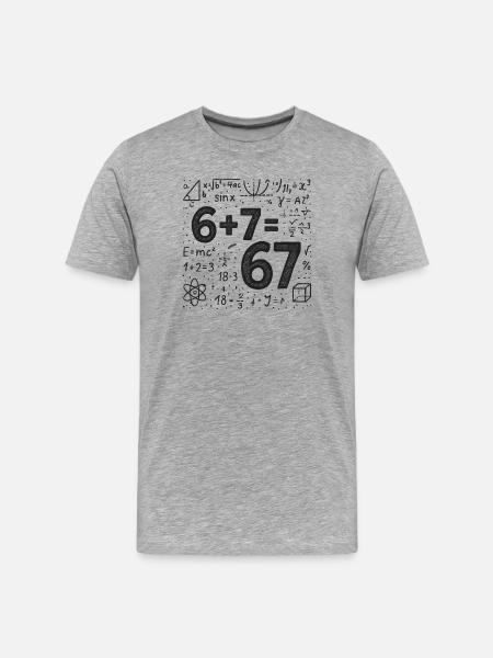 Six Seven 67 Meme 6+7=67 Italiensk hjärnröta humor - Organic T-shirt Ekologisk premium-T-shirt herr - gråmelerad