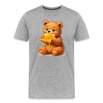 Ours sucré au pain au miel - T-shirt bio Premium Homme - gris chiné - Devant - Damien (186cm)