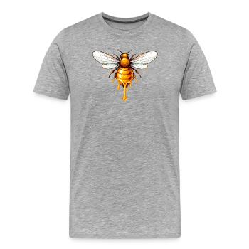 Honigbienen Motiv mit tropfendem Honig - Männer Premium Bio T-Shirt - Grau meliert - Vorne - Damien (186cm)