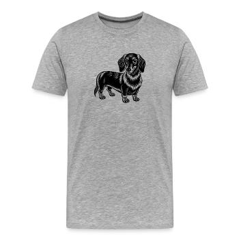 Dackelhund - Männer Premium Bio T-Shirt - Grau meliert - Vorne - Damien (186cm)